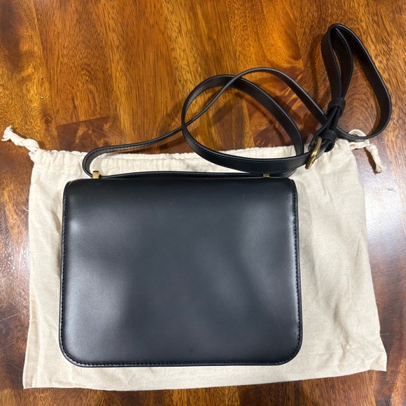 New! Quince | Italian Leather Box Shoulder Bag | Black - Picture 6 of 9